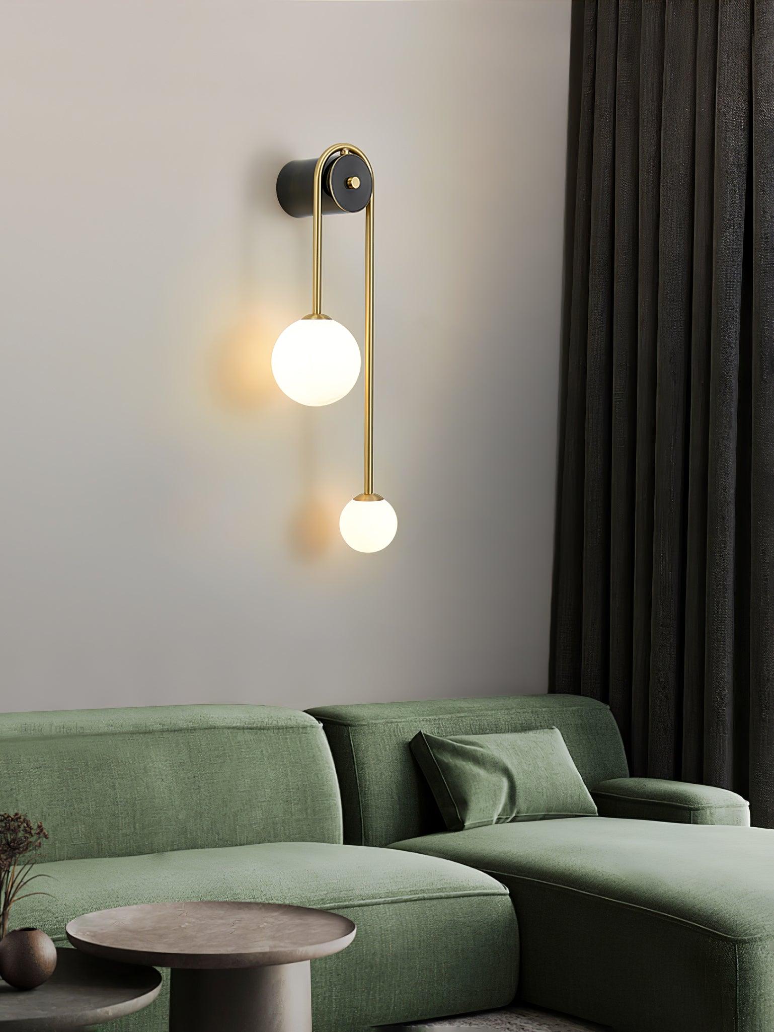 Teveny Modern Minimalist Arc Brass Glass Wall Light-Neutral Decor