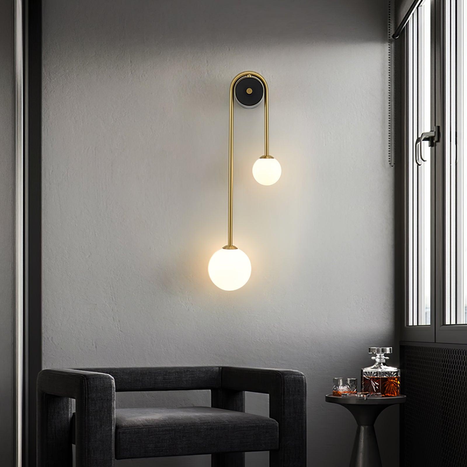 Teveny Modern Minimalist Arc Brass Glass Wall Light-Neutral Decor
