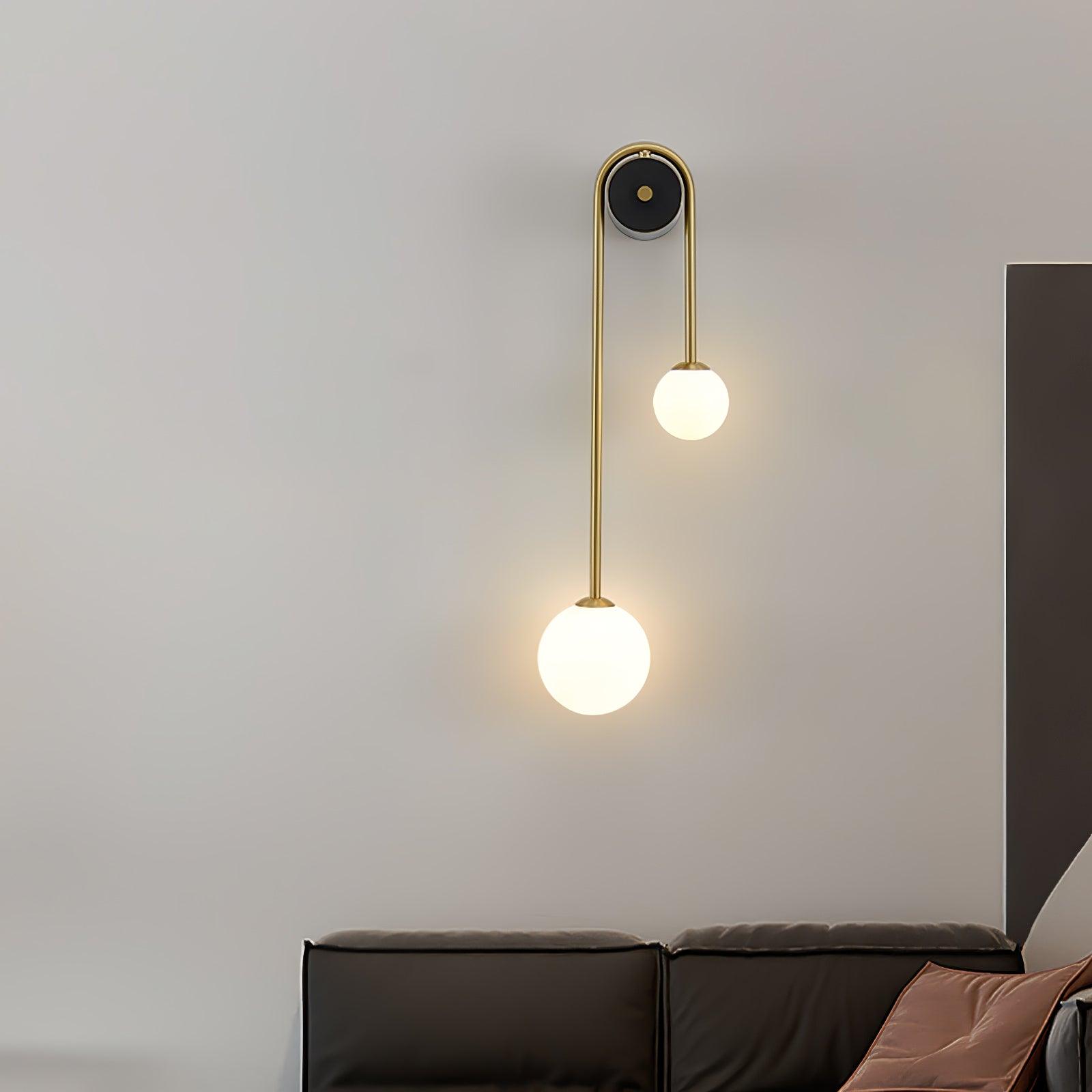 Teveny Modern Minimalist Arc Brass Glass Wall Light-Neutral Decor