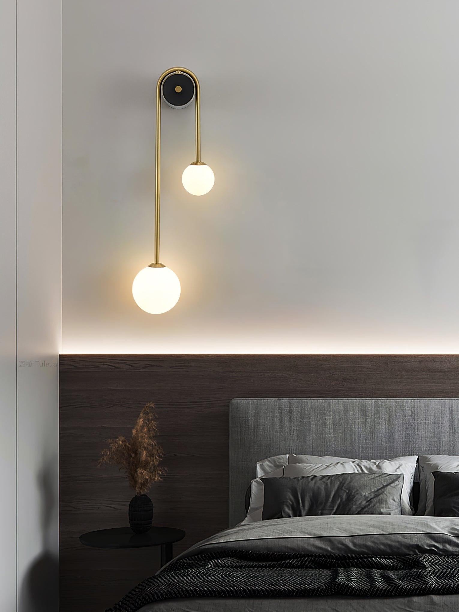 Teveny Modern Minimalist Arc Brass Glass Wall Light-Neutral Decor