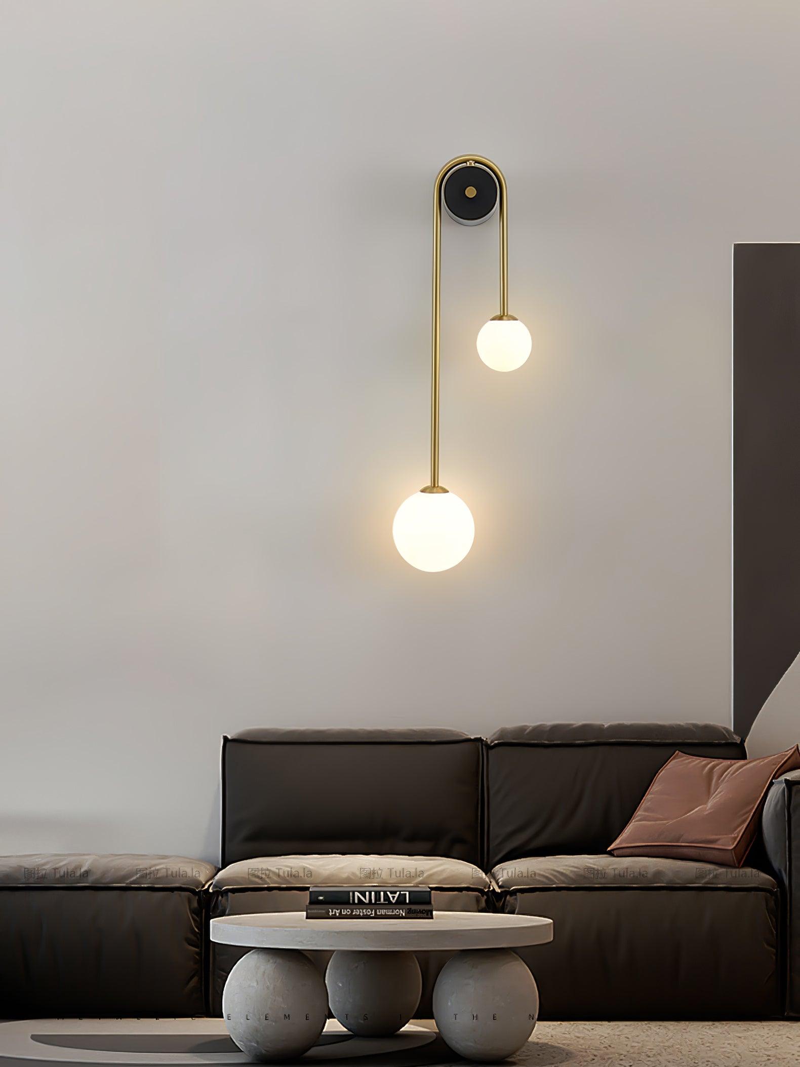Teveny Modern Minimalist Arc Brass Glass Wall Light-Neutral Decor