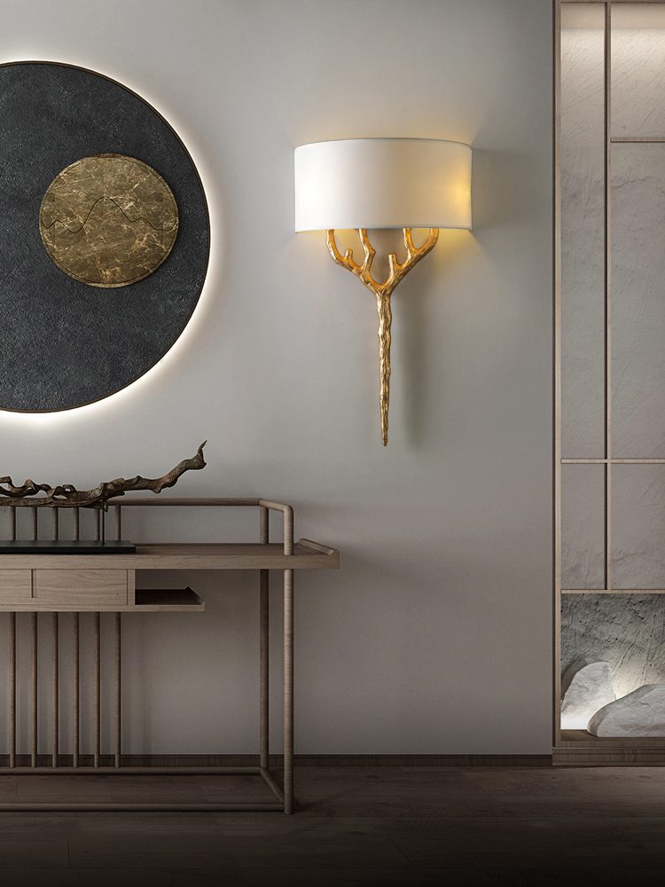 Ceryndir Antler Brass Wall Sconce-Neutral Decor