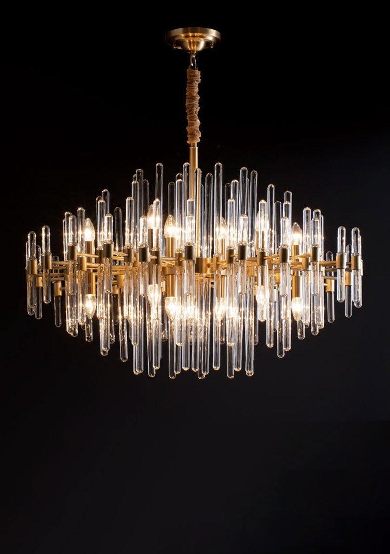 Jorine Chandelier Antique Brass Starburst-Neutral Decor
