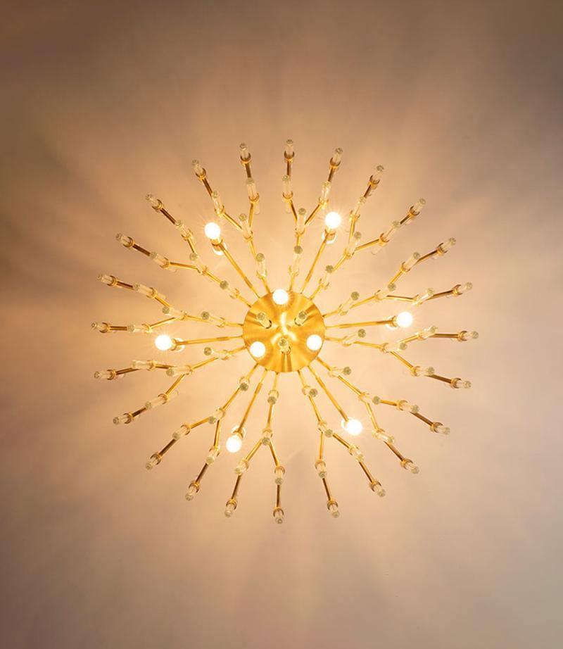 Jorine Chandelier Antique Brass Starburst-Neutral Decor
