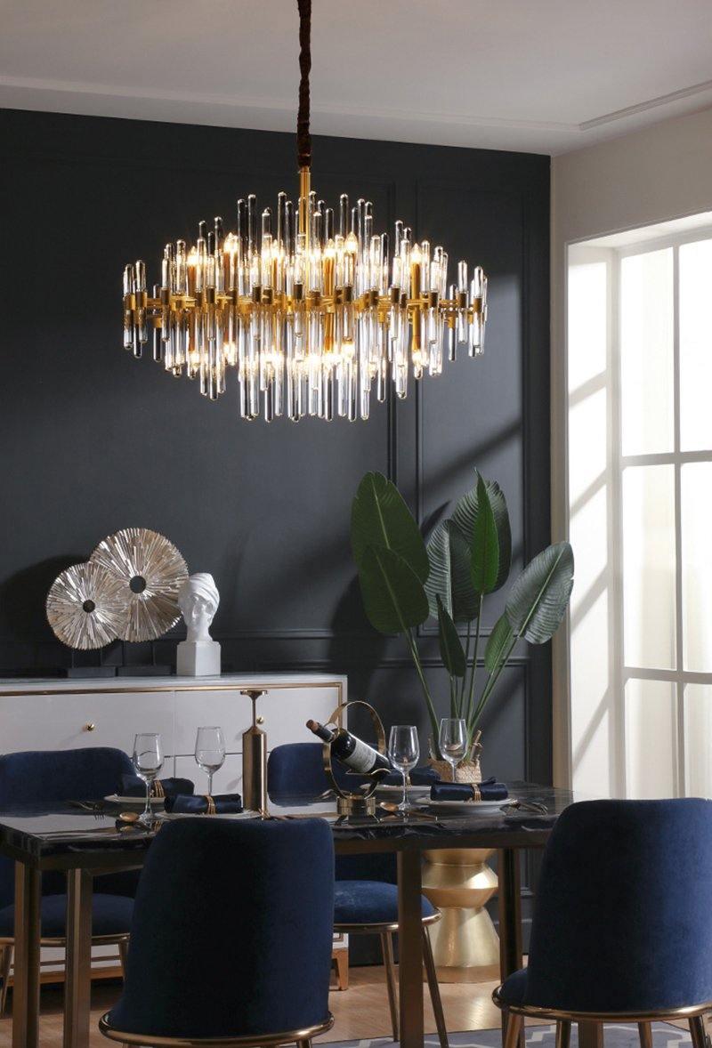 Jorine Chandelier Antique Brass Starburst-Neutral Decor
