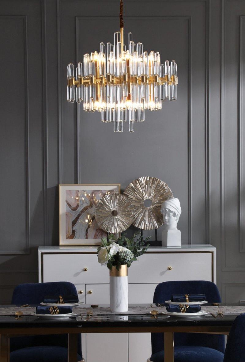 Jorine Chandelier Antique Brass Starburst-Neutral Decor