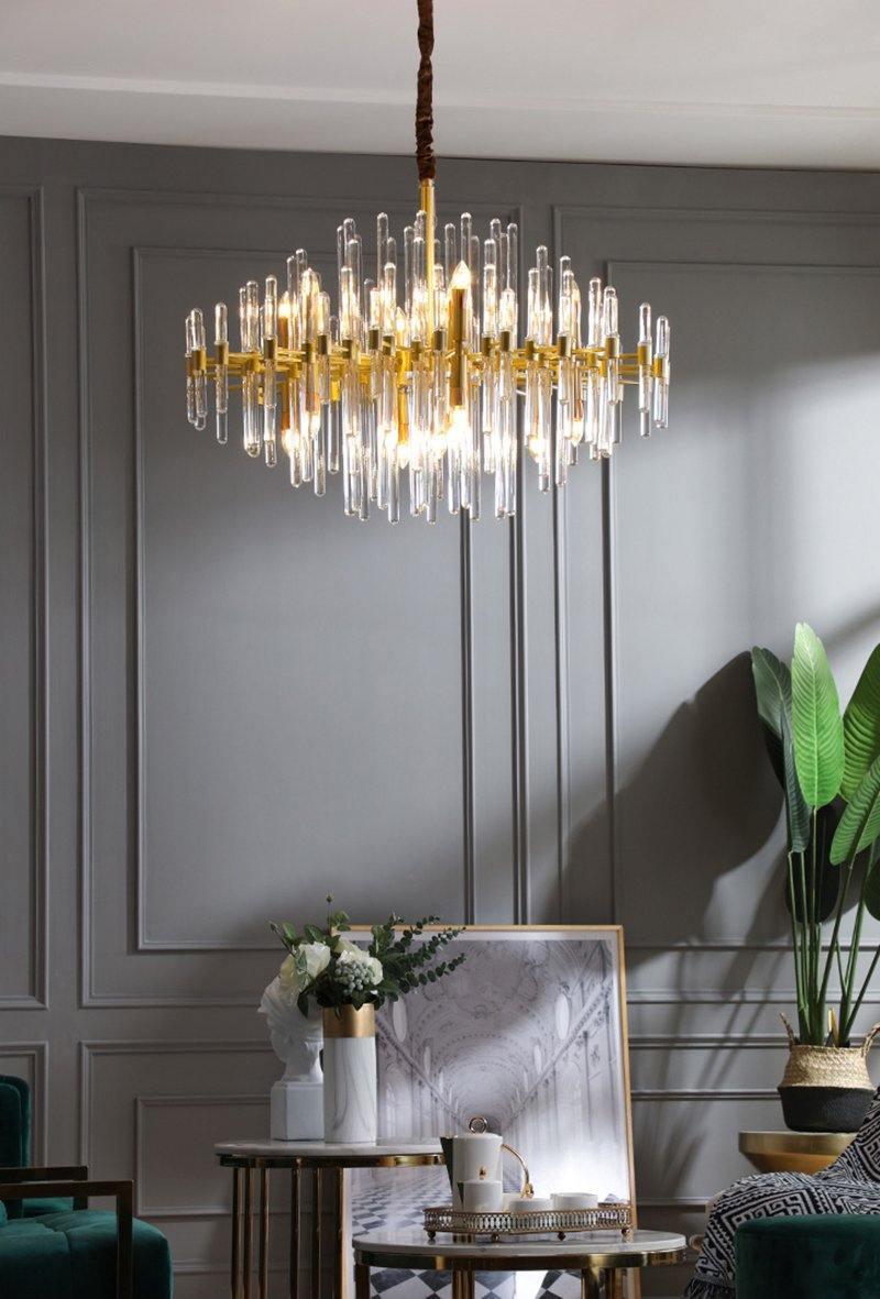 Jorine Chandelier Antique Brass Starburst-Neutral Decor