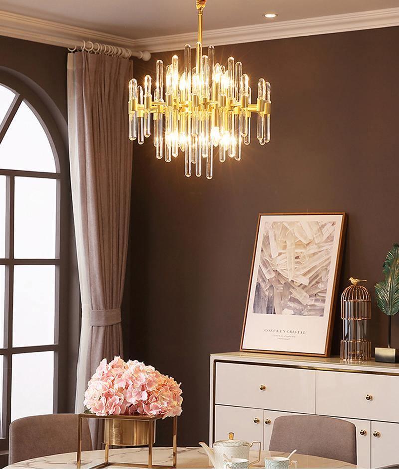 Jorine Chandelier Antique Brass Starburst-Neutral Decor