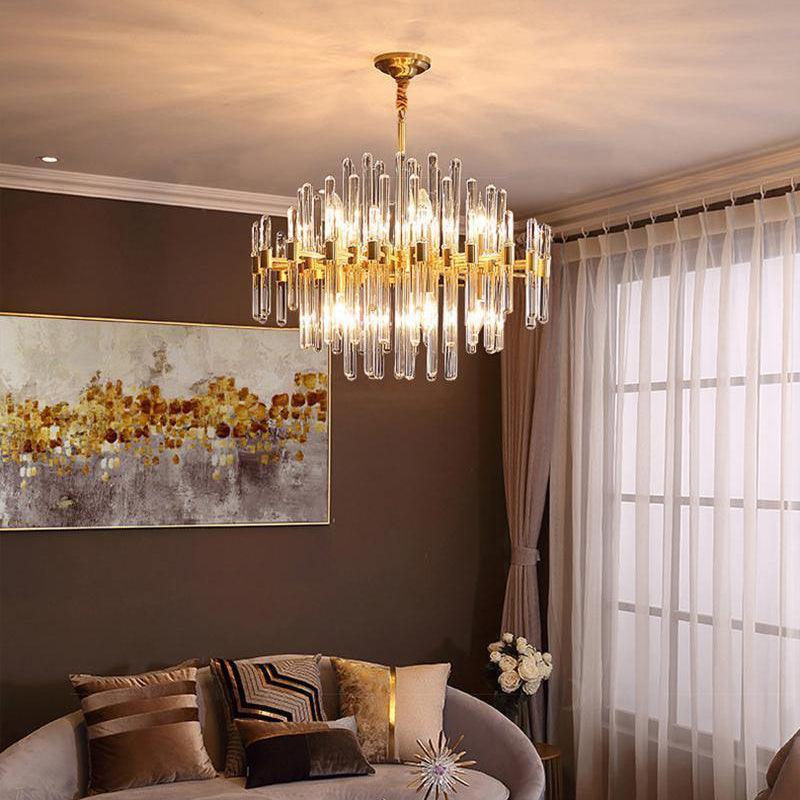 Jorine Chandelier Antique Brass Starburst-Neutral Decor