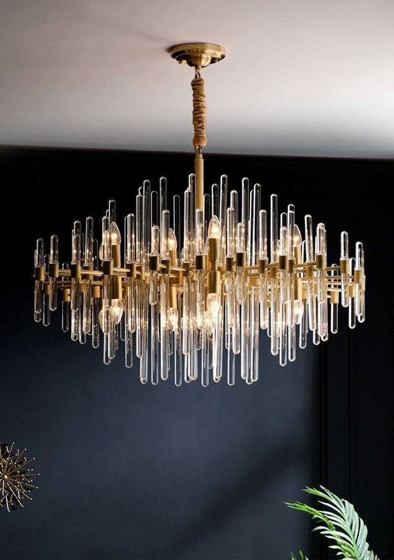 Jorine Chandelier Antique Brass Starburst-Neutral Decor