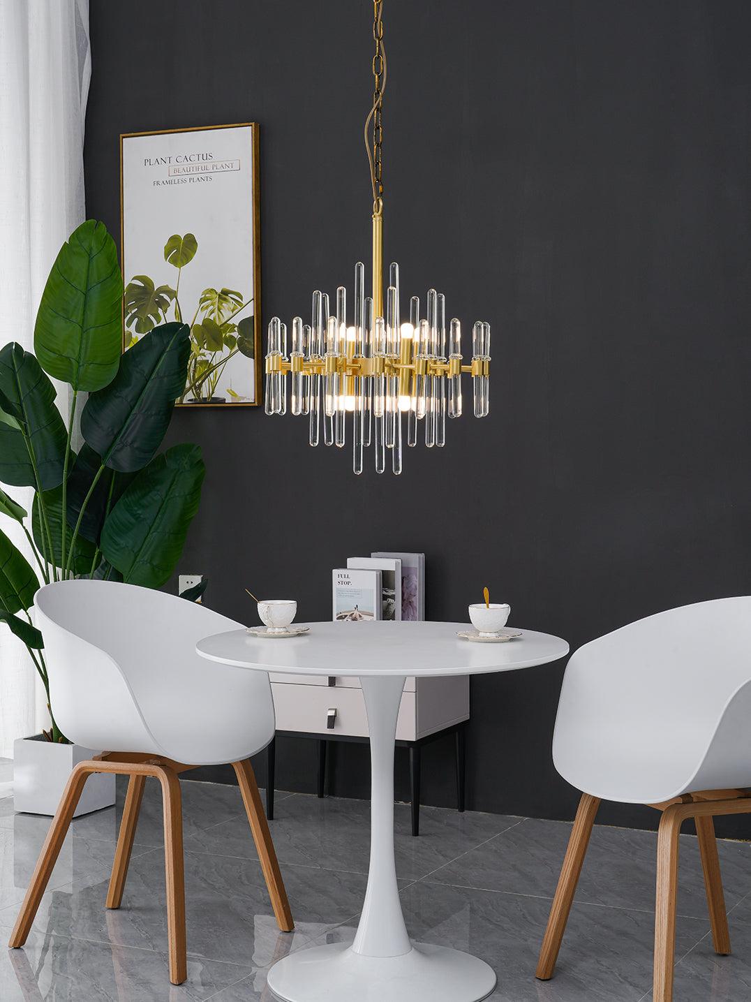 Jorine Chandelier Antique Brass Starburst-Neutral Decor