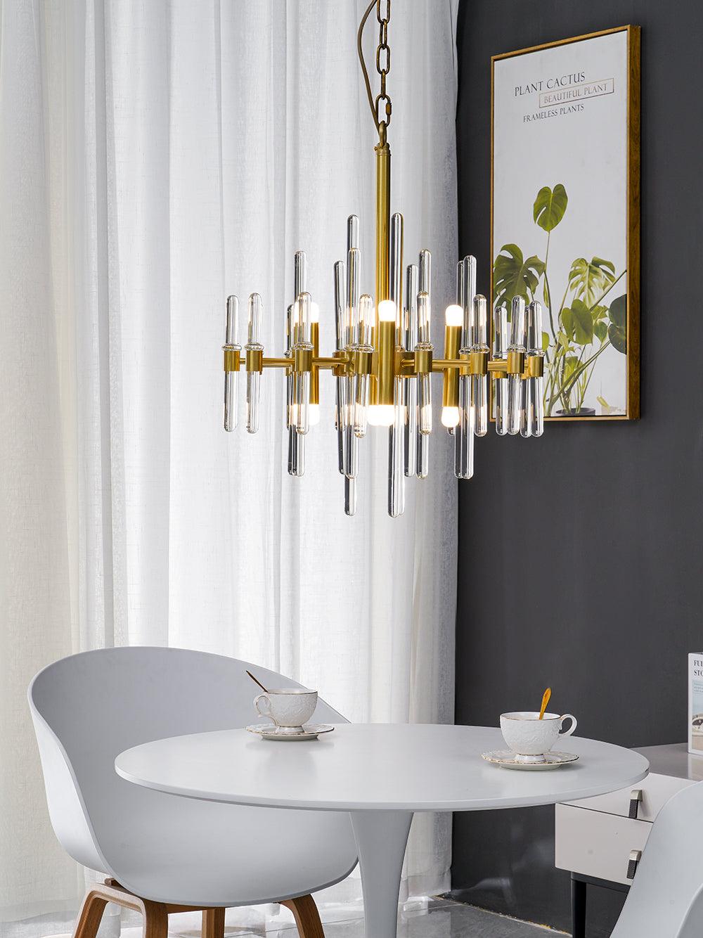 Jorine Chandelier Antique Brass Starburst-Neutral Decor