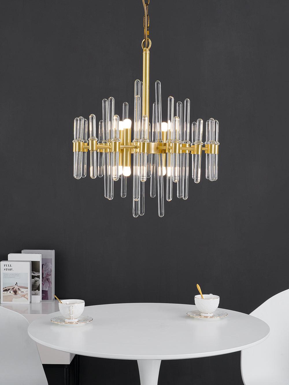 Jorine Chandelier Antique Brass Starburst-Neutral Decor
