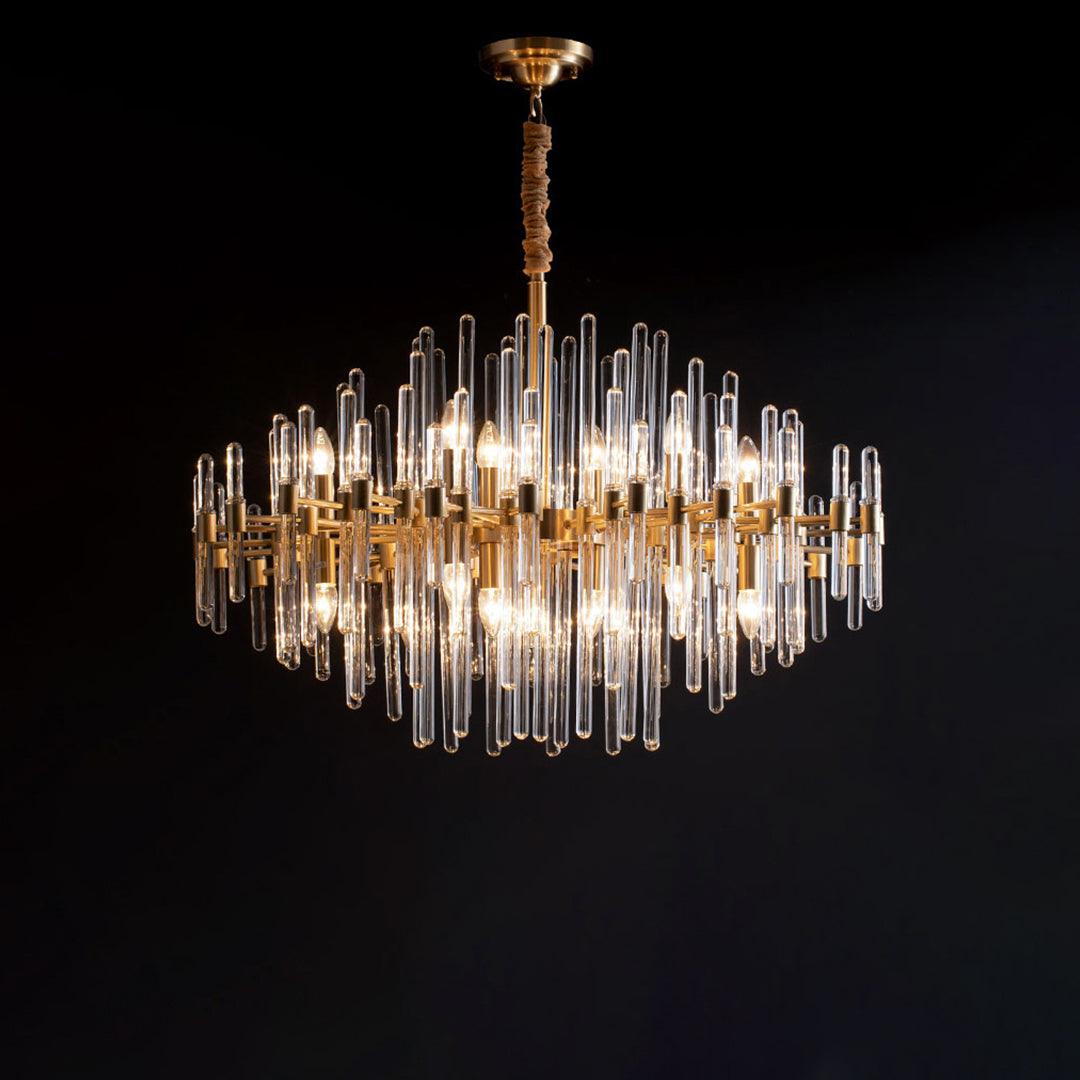 Jorine Chandelier Antique Brass Starburst-Neutral Decor