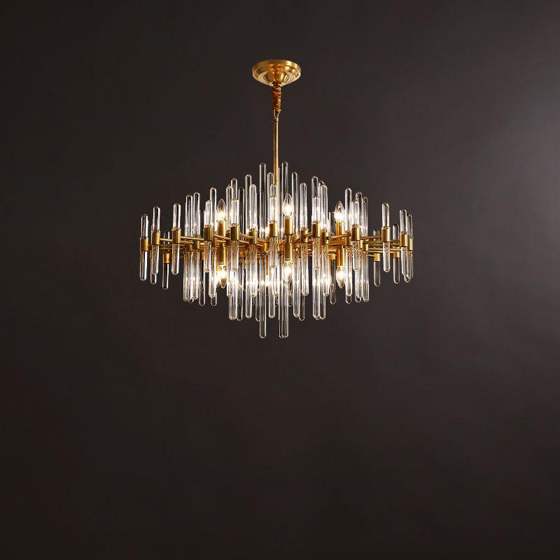 Jorine Chandelier Antique Brass Starburst-Neutral Decor
