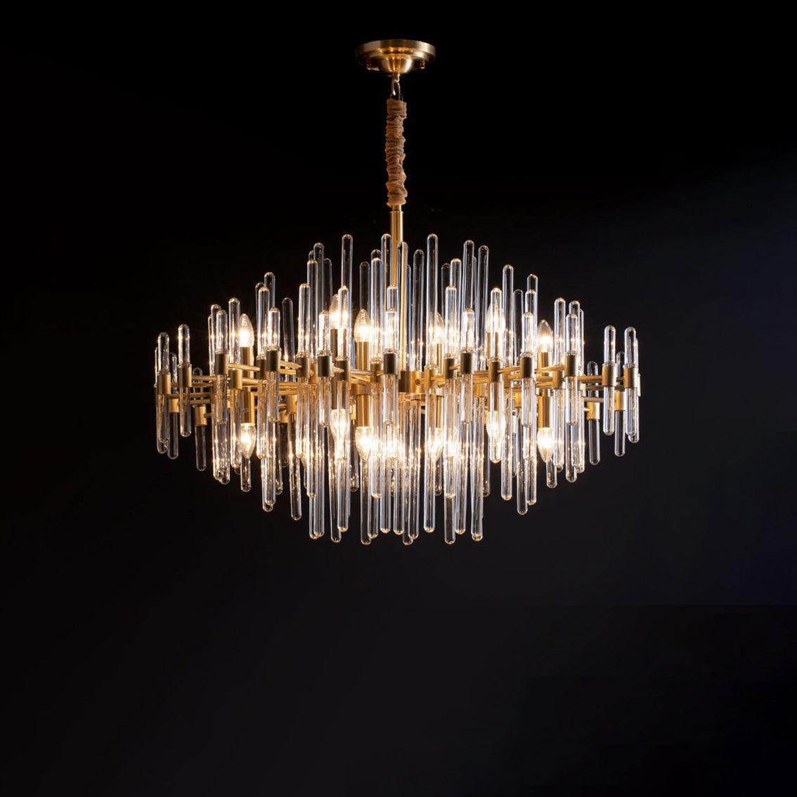 Jorine Chandelier Antique Brass Starburst-Neutral Decor