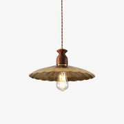 Qior Brass Classic Elegance Crest Wood Pendant Light-Neutral Decor