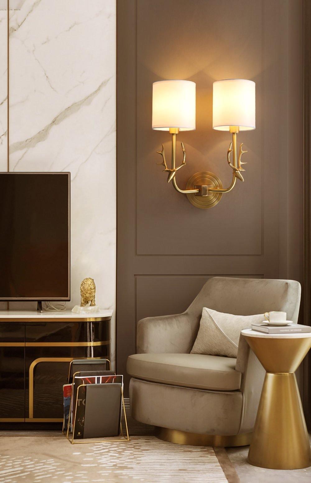 Ralem Elegance Deer Head Brass Wall Light-Neutral Decor