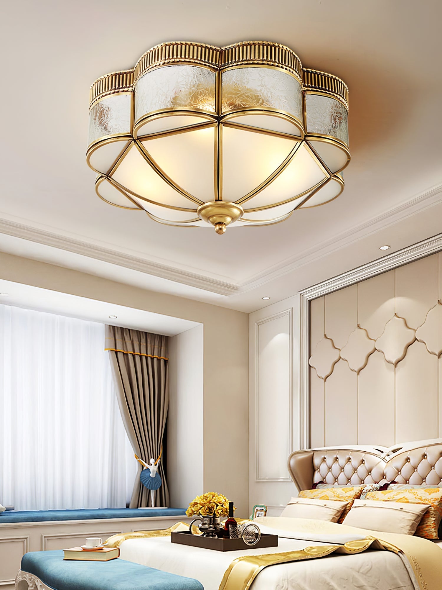 Nixor Ceiling Lamp Brass Dome Frosted Classic Elegant-Neutral Decor
