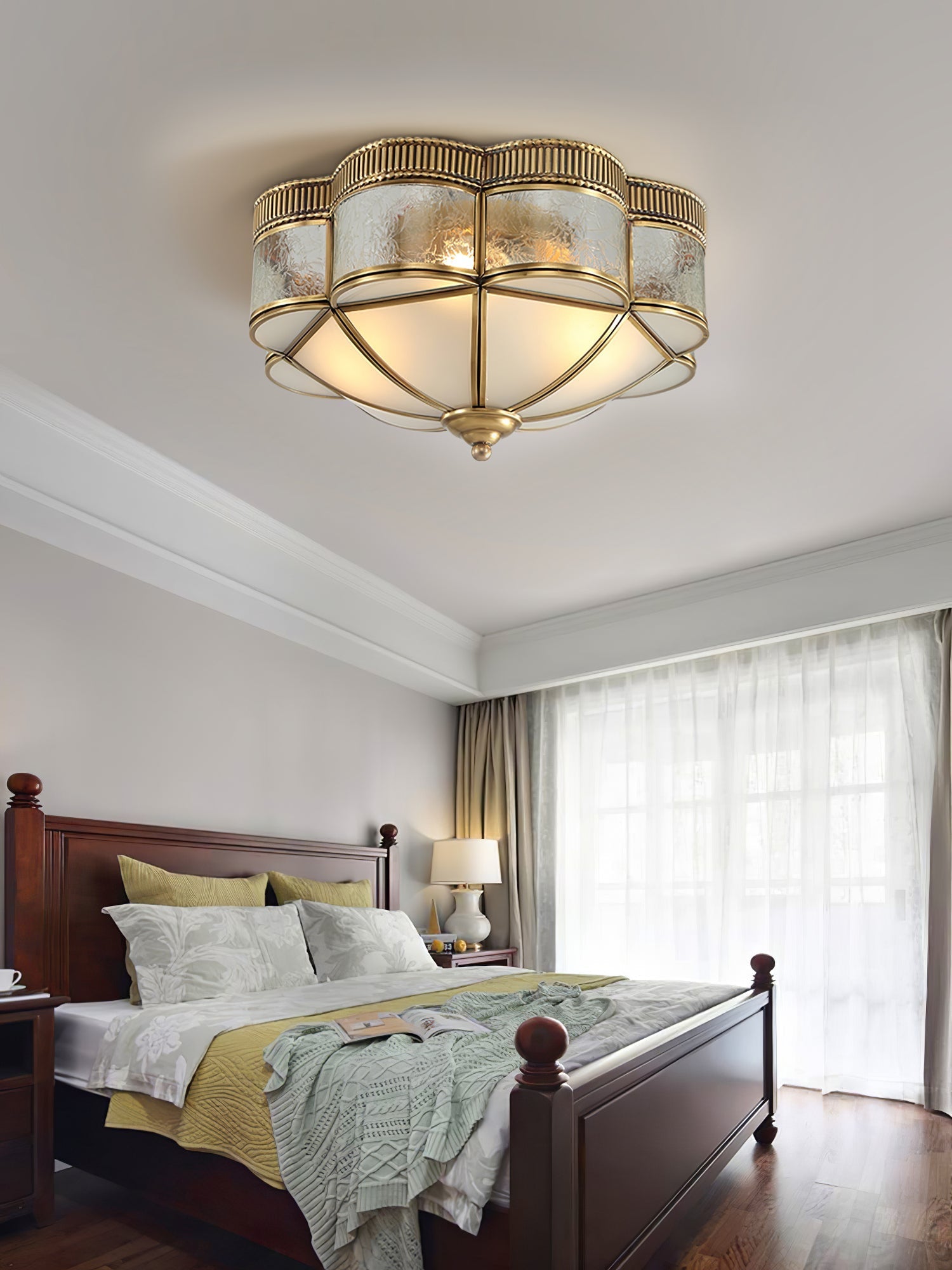 Nixor Ceiling Lamp Brass Dome Frosted Classic Elegant-Neutral Decor