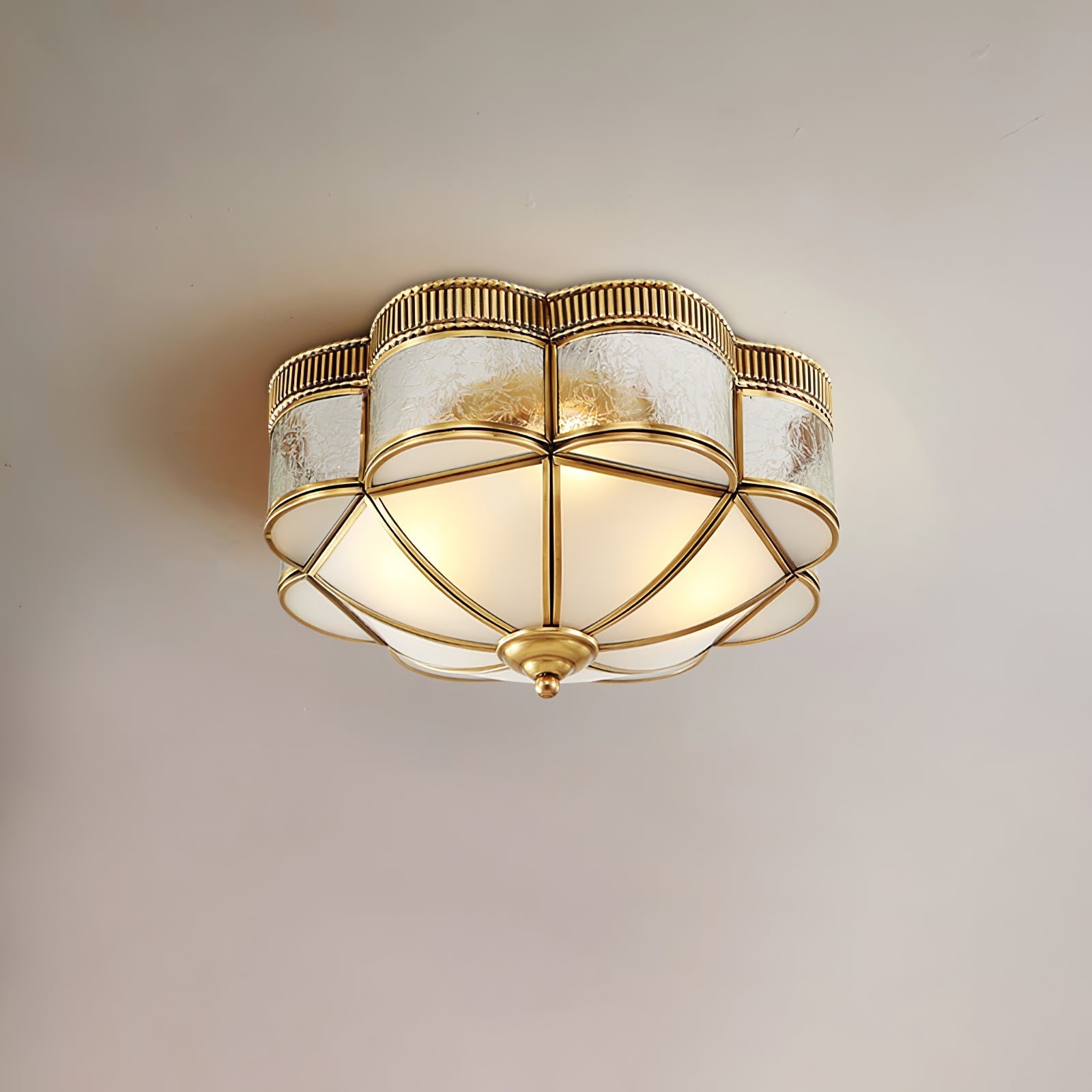Nixor Ceiling Lamp Brass Dome Frosted Classic Elegant-Neutral Decor