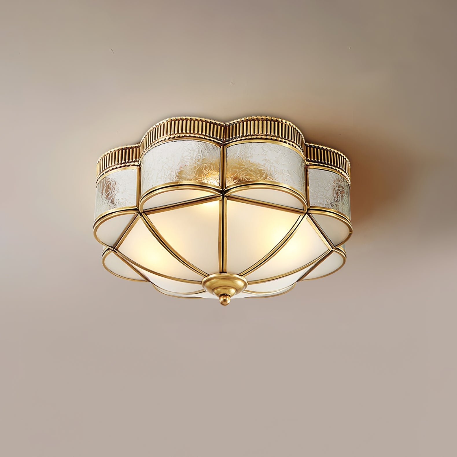 Nixor Ceiling Lamp Brass Dome Frosted Classic Elegant-Neutral Decor