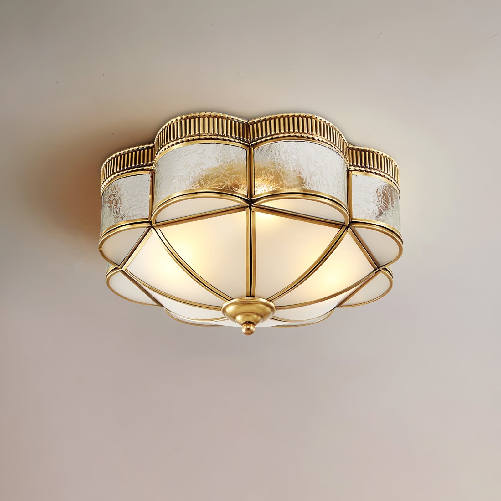 Nixor Ceiling Lamp Brass Dome Frosted Classic Elegant-Neutral Decor