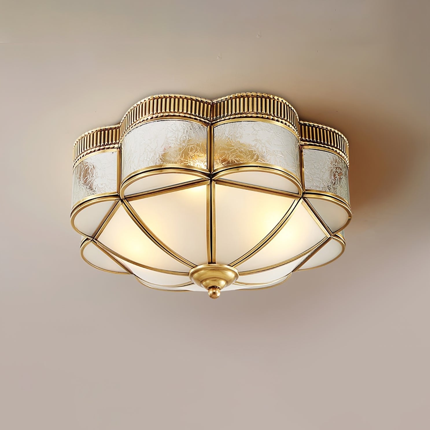 Nixor Ceiling Lamp Brass Dome Frosted Classic Elegant-Neutral Decor