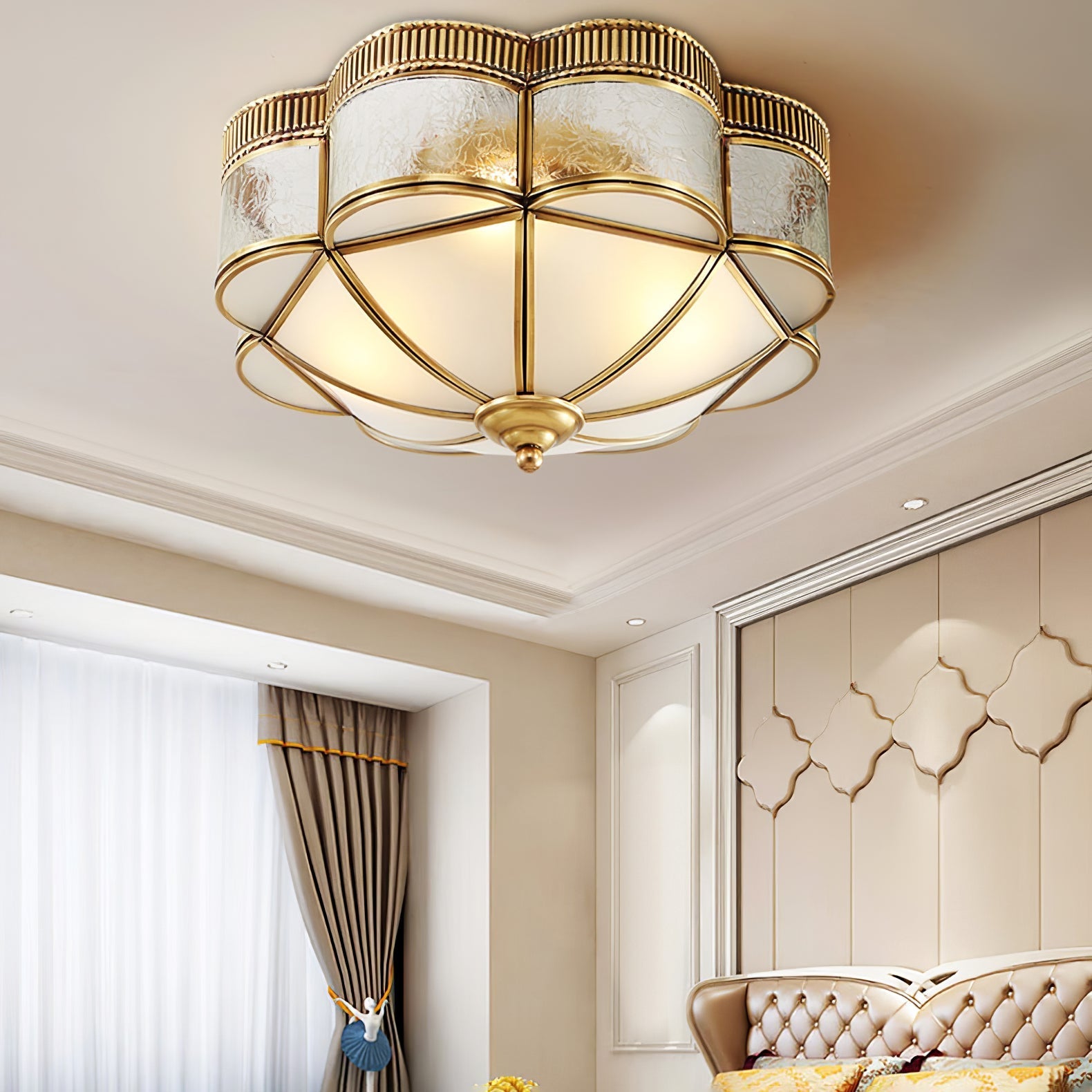 Nixor Ceiling Lamp Brass Dome Frosted Classic Elegant-Neutral Decor