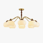 Lustra Chandelier Walnut Glass Globe-Neutral Decor