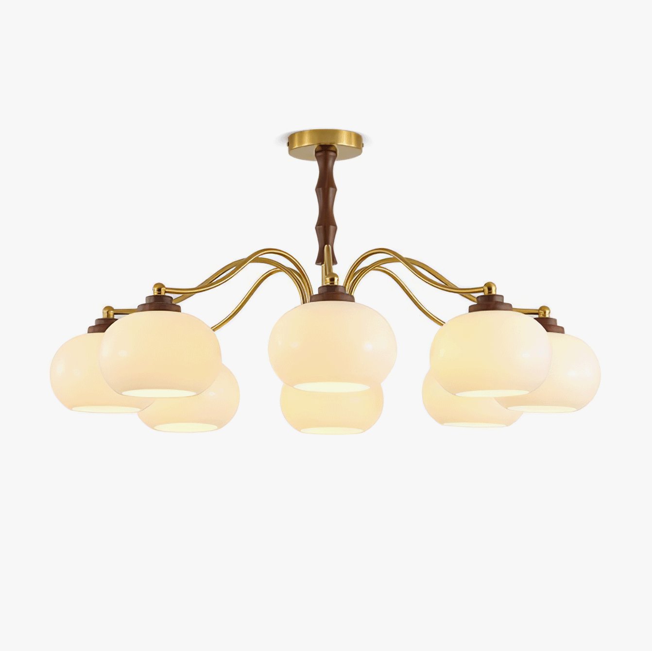 Lustra Chandelier Walnut Glass Globe-Neutral Decor