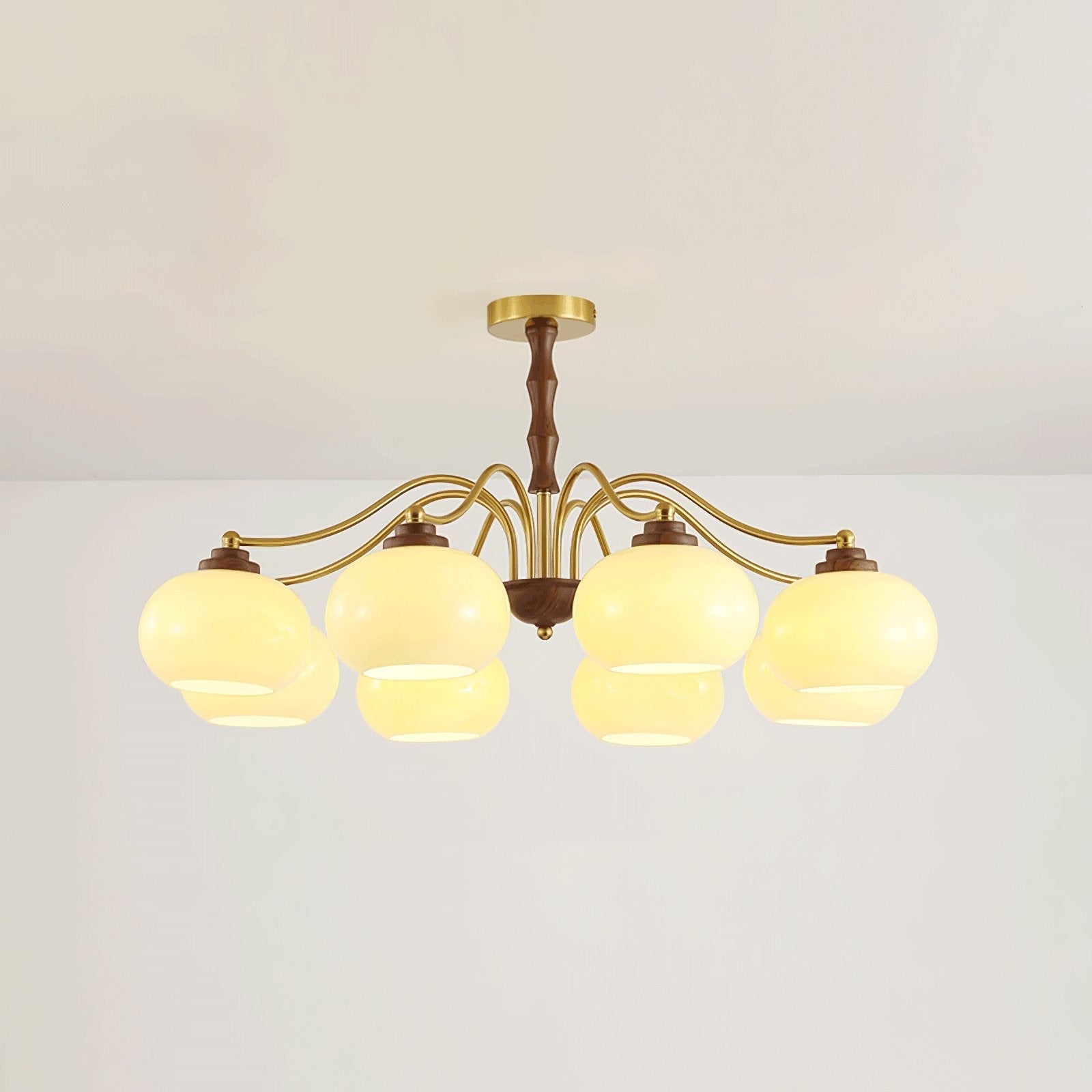 Lustra Chandelier Walnut Glass Globe-Neutral Decor