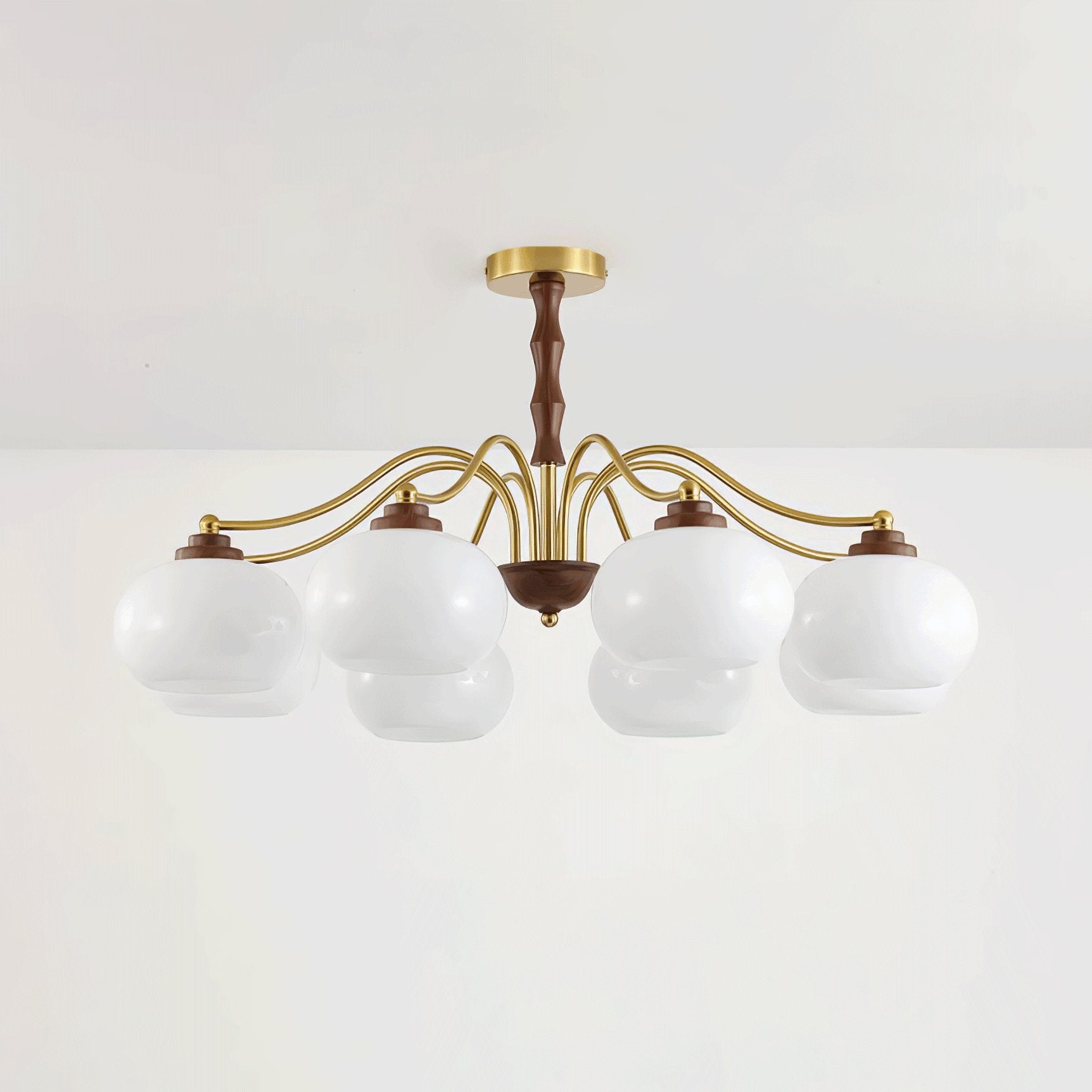 Lustra Chandelier Walnut Glass Globe-Neutral Decor