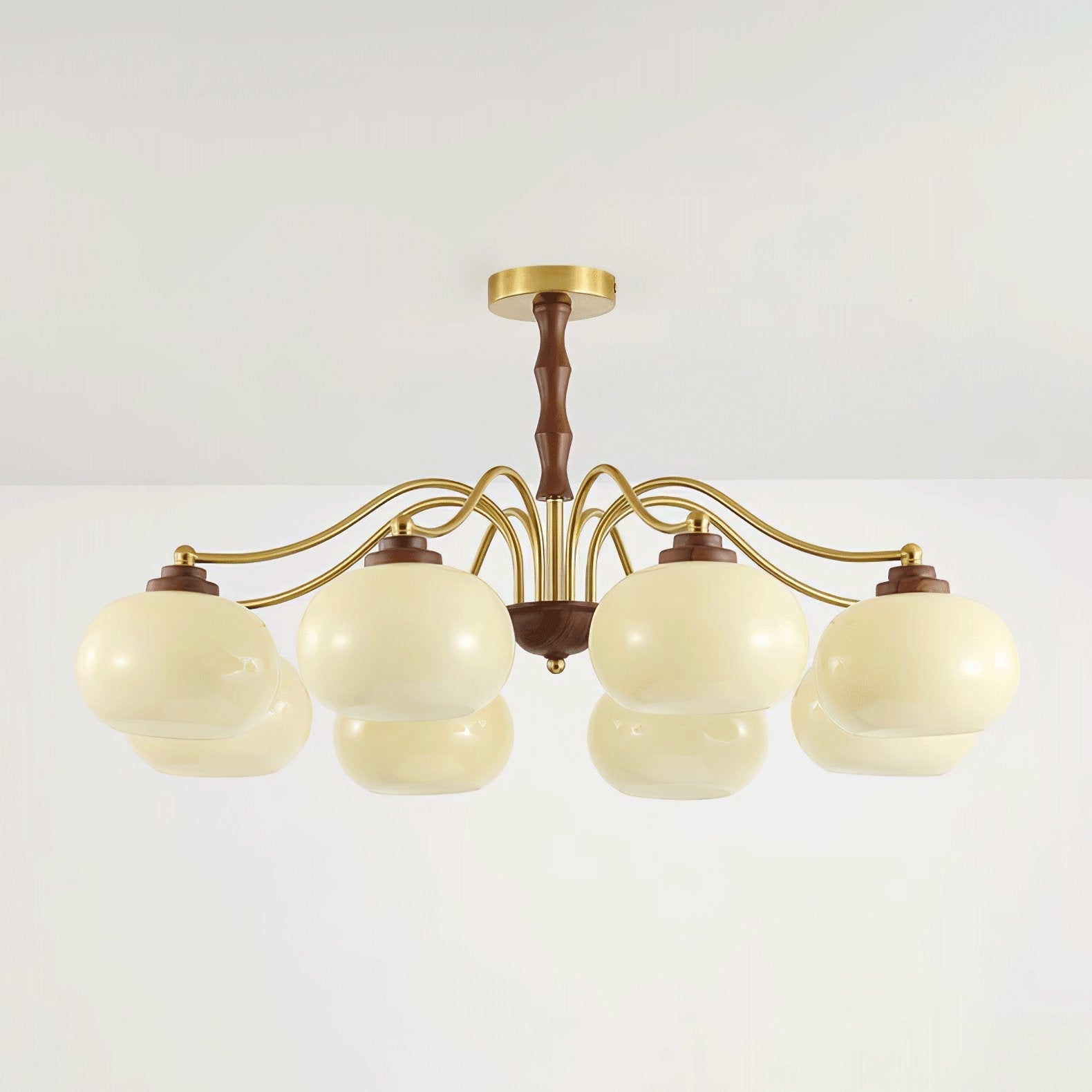 Lustra Chandelier Walnut Glass Globe-Neutral Decor