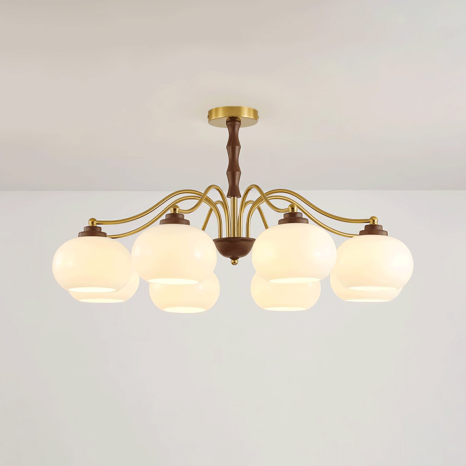 Lustra Chandelier Walnut Glass Globe-Neutral Decor