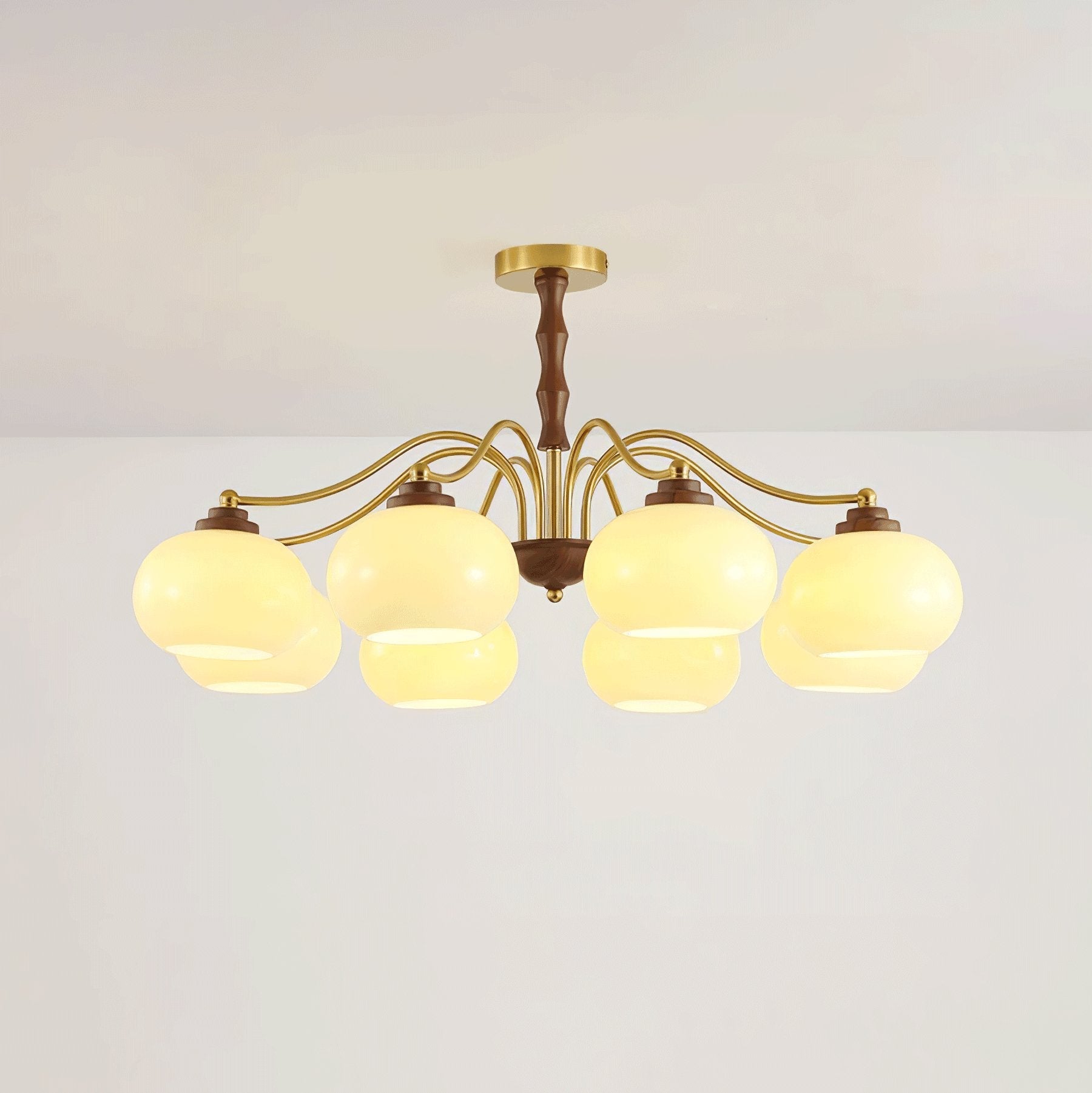 Lustra Chandelier Walnut Glass Globe-Neutral Decor
