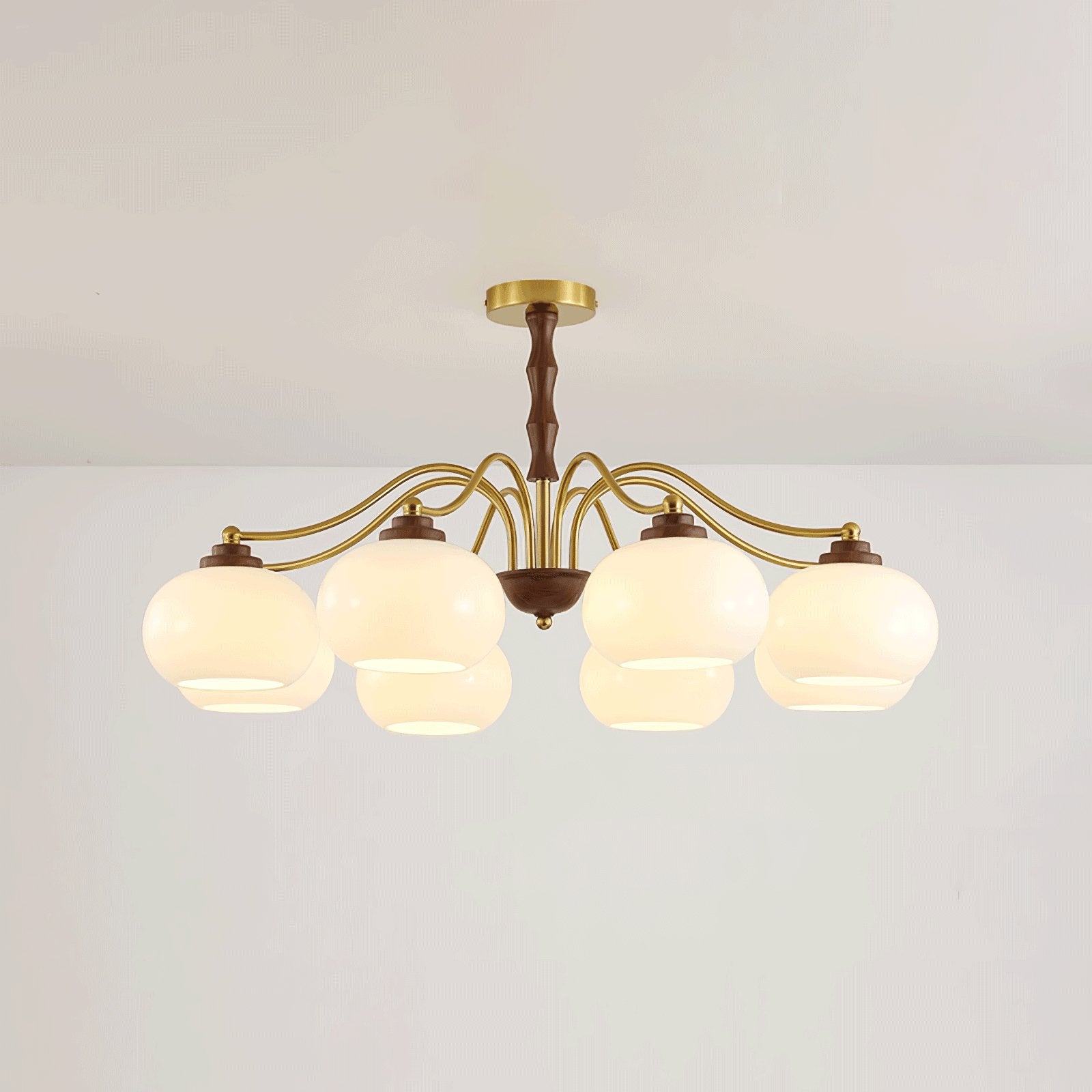 Lustra Chandelier Walnut Glass Globe-Neutral Decor