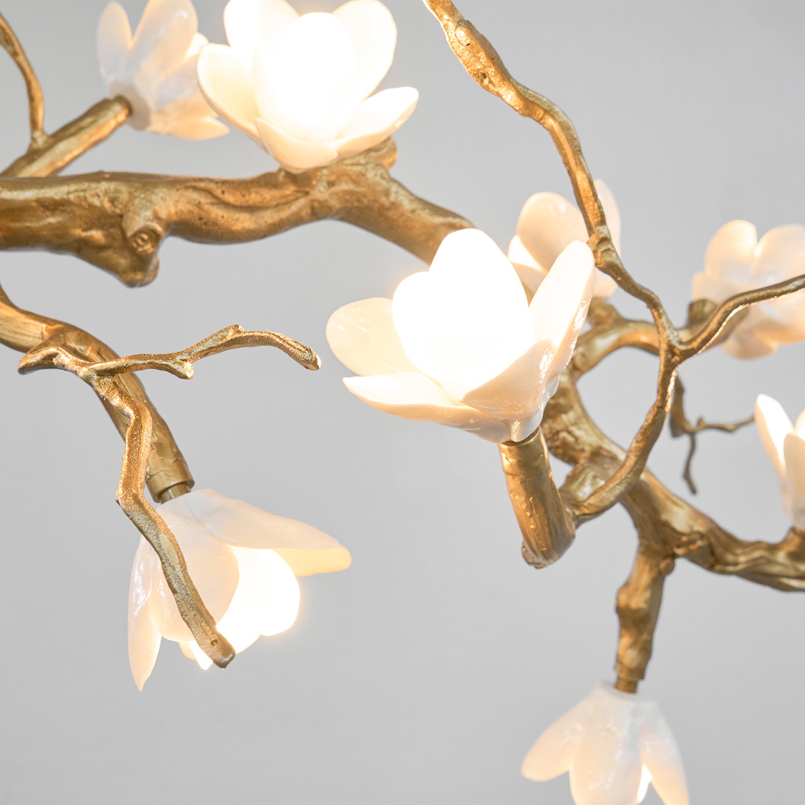 Lustra Chandelier Brass Flower Branch Natural-Neutral Decor