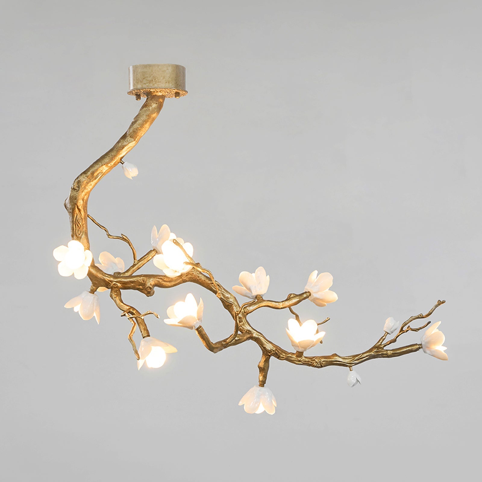 Lustra Chandelier Brass Flower Branch Natural-Neutral Decor