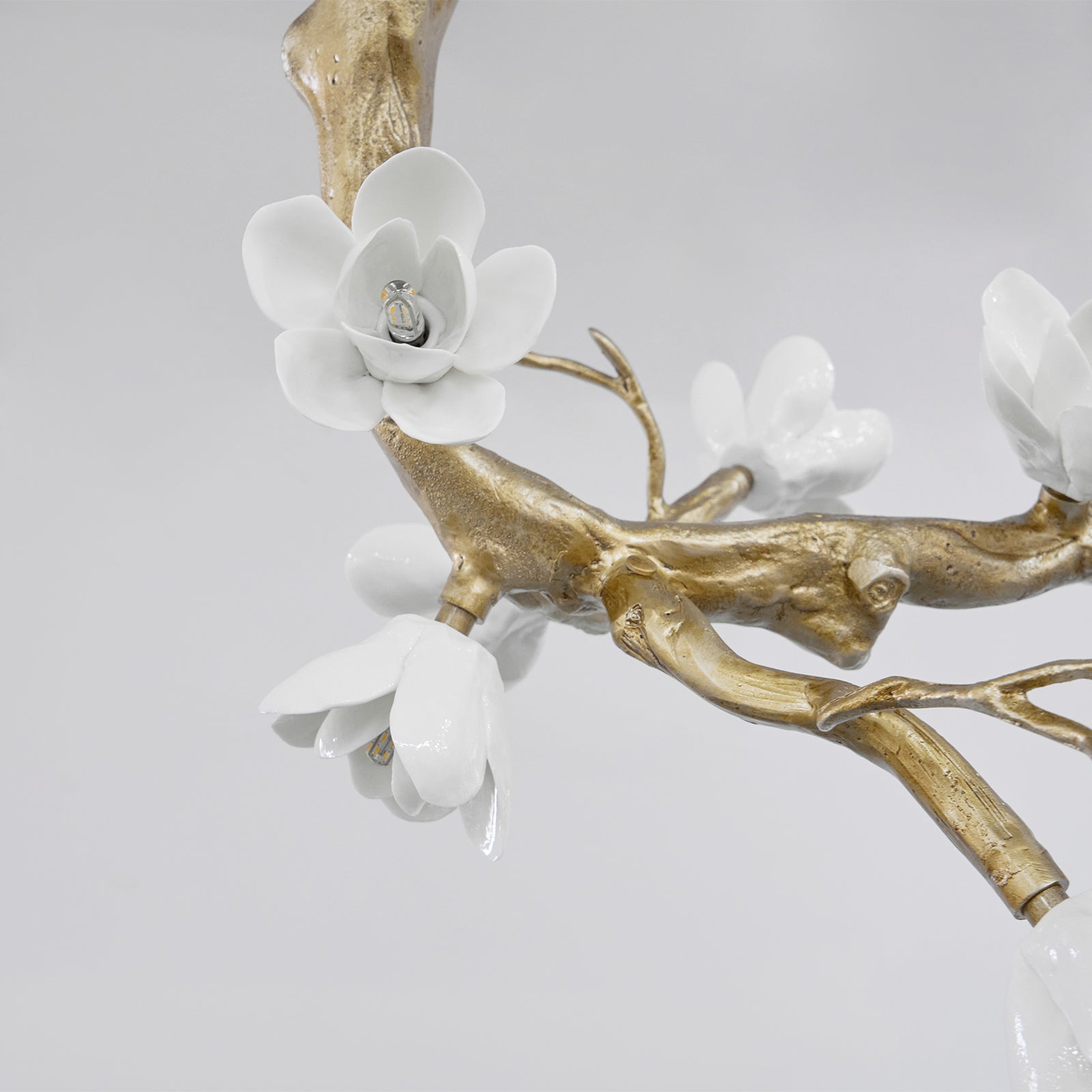 Lustra Chandelier Brass Flower Branch Natural-Neutral Decor