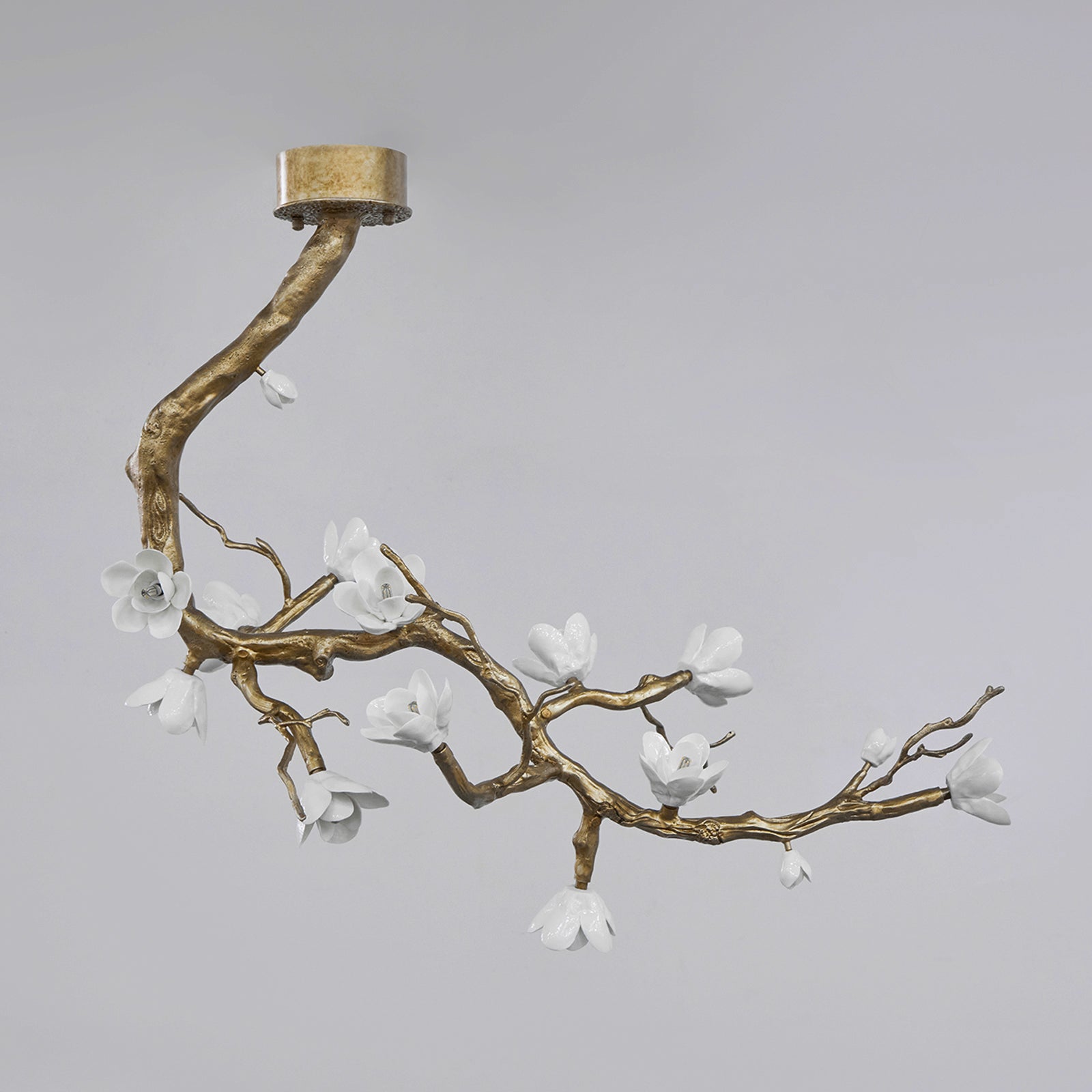 Lustra Chandelier Brass Flower Branch Natural-Neutral Decor