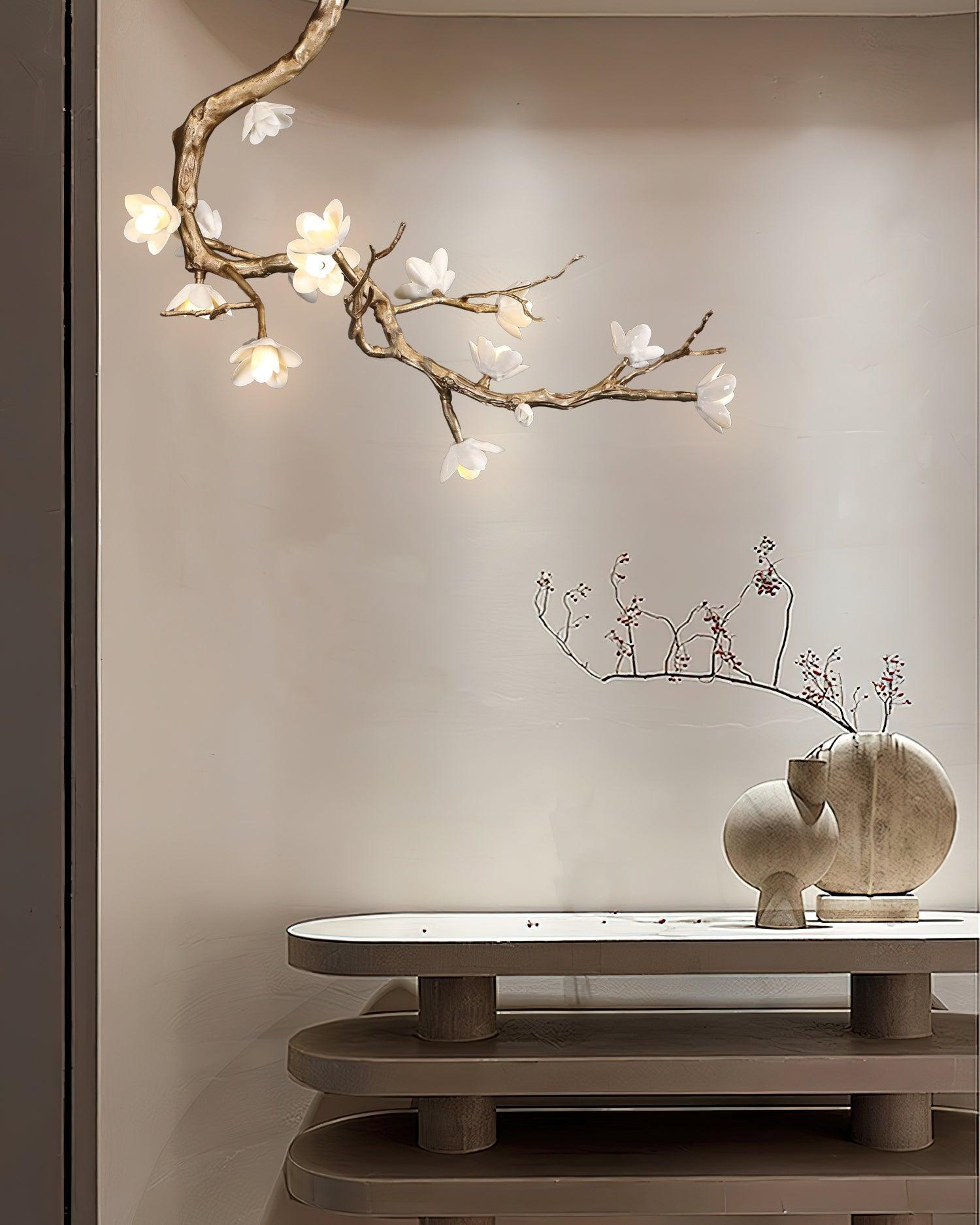 Lustra Chandelier Brass Flower Branch Natural-Neutral Decor