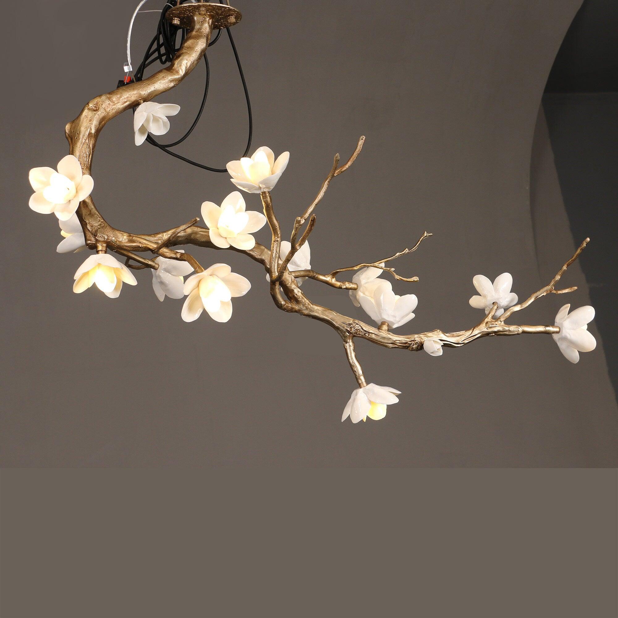 Lustra Chandelier Brass Flower Branch Natural-Neutral Decor