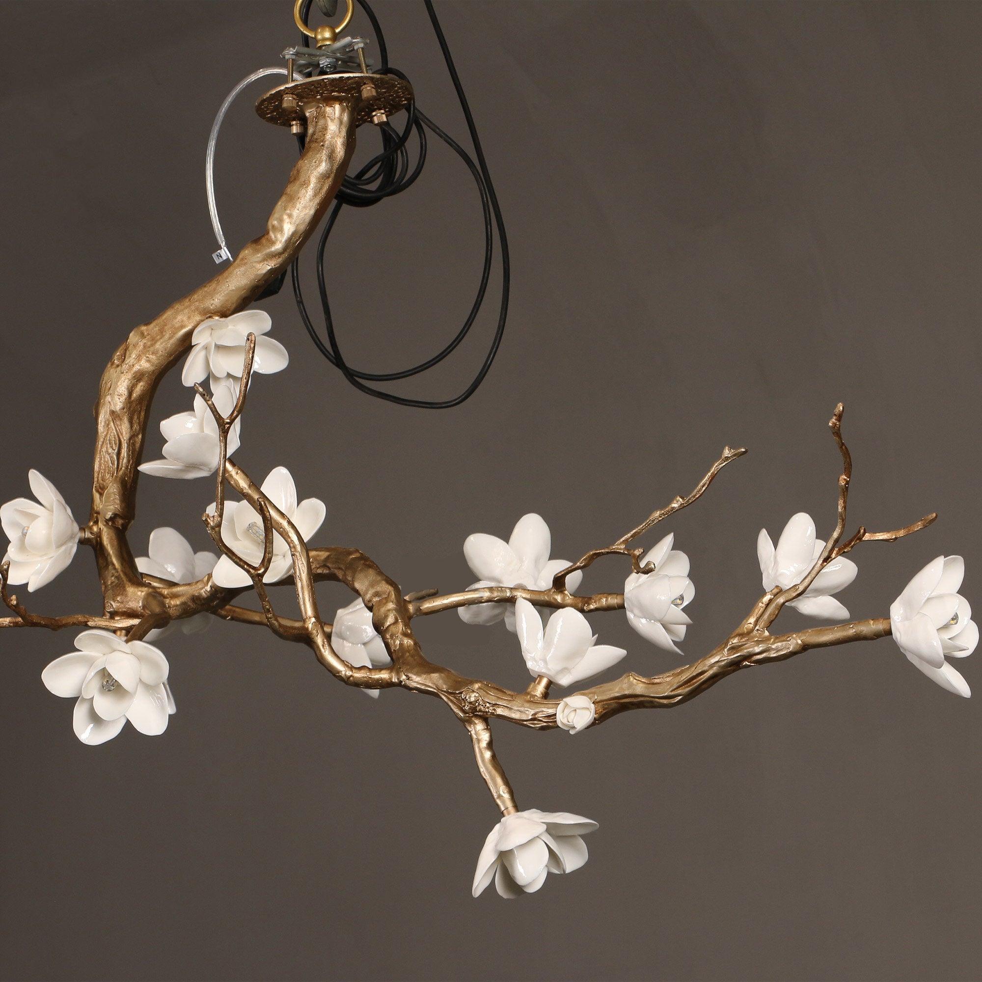 Lustra Chandelier Brass Flower Branch Natural-Neutral Decor