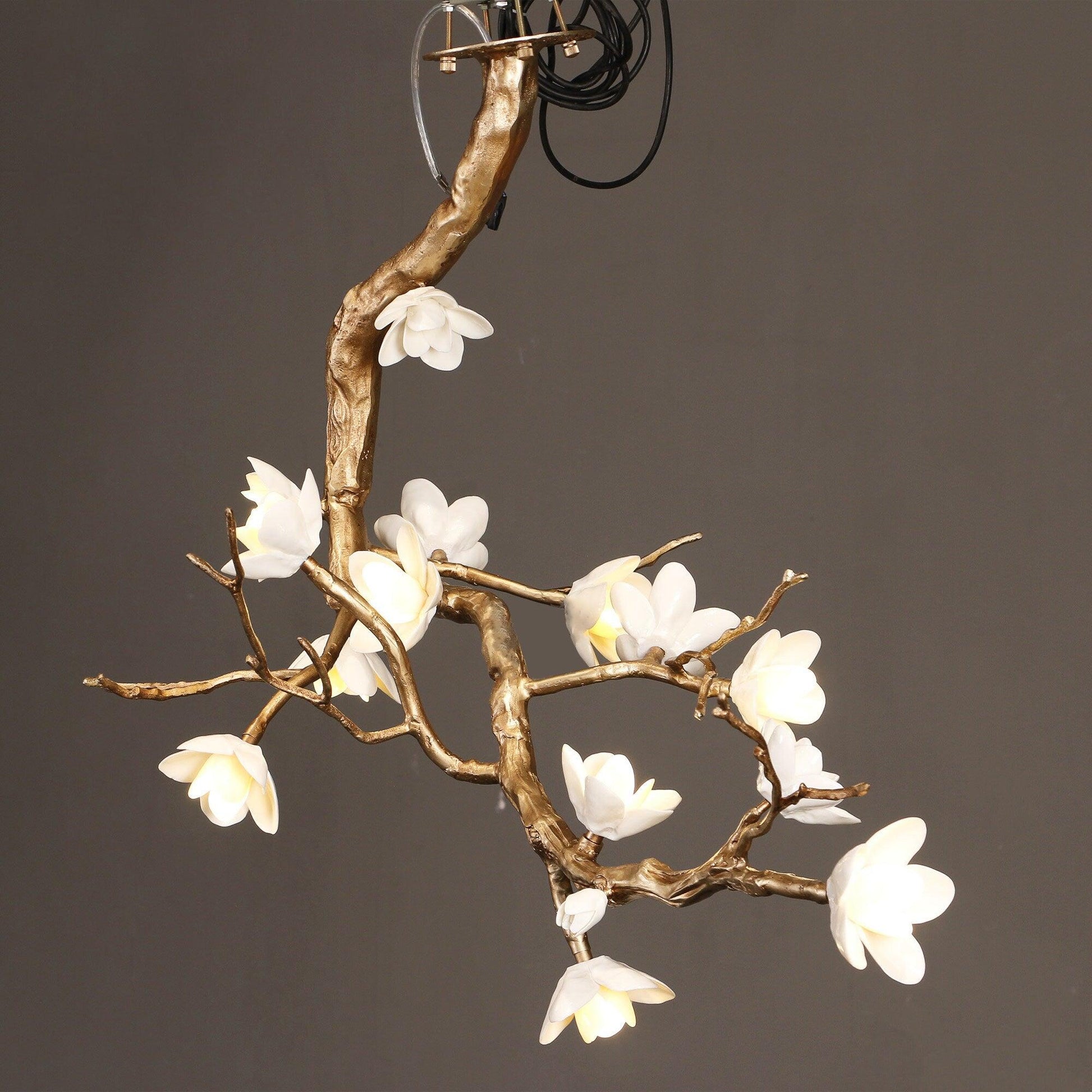 Lustra Chandelier Brass Flower Branch Natural-Neutral Decor