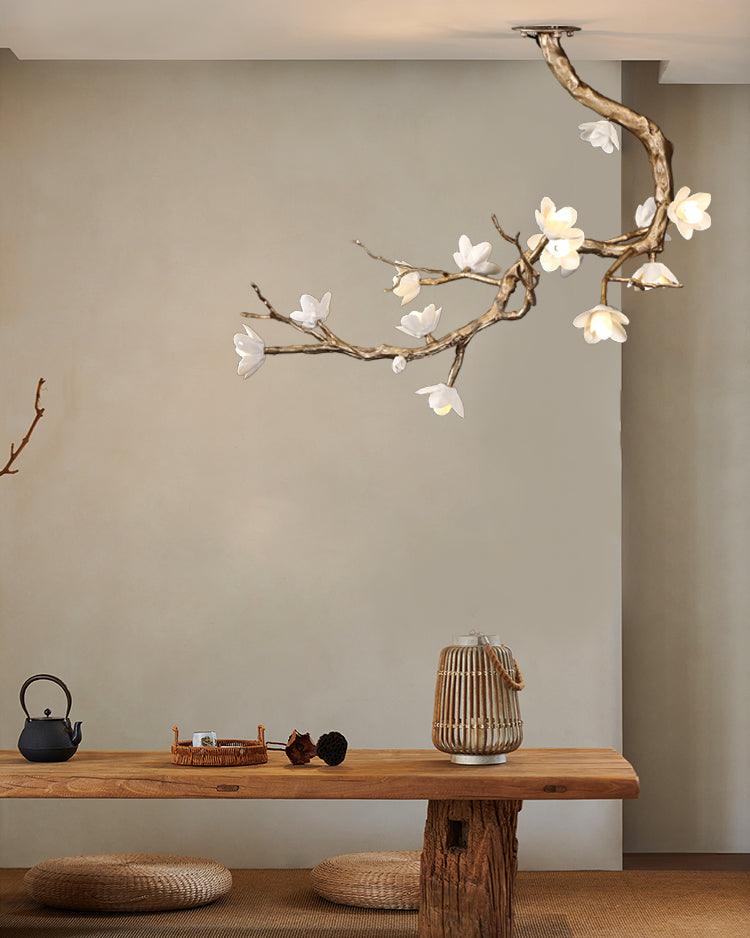 Lustra Chandelier Brass Flower Branch Natural-Neutral Decor
