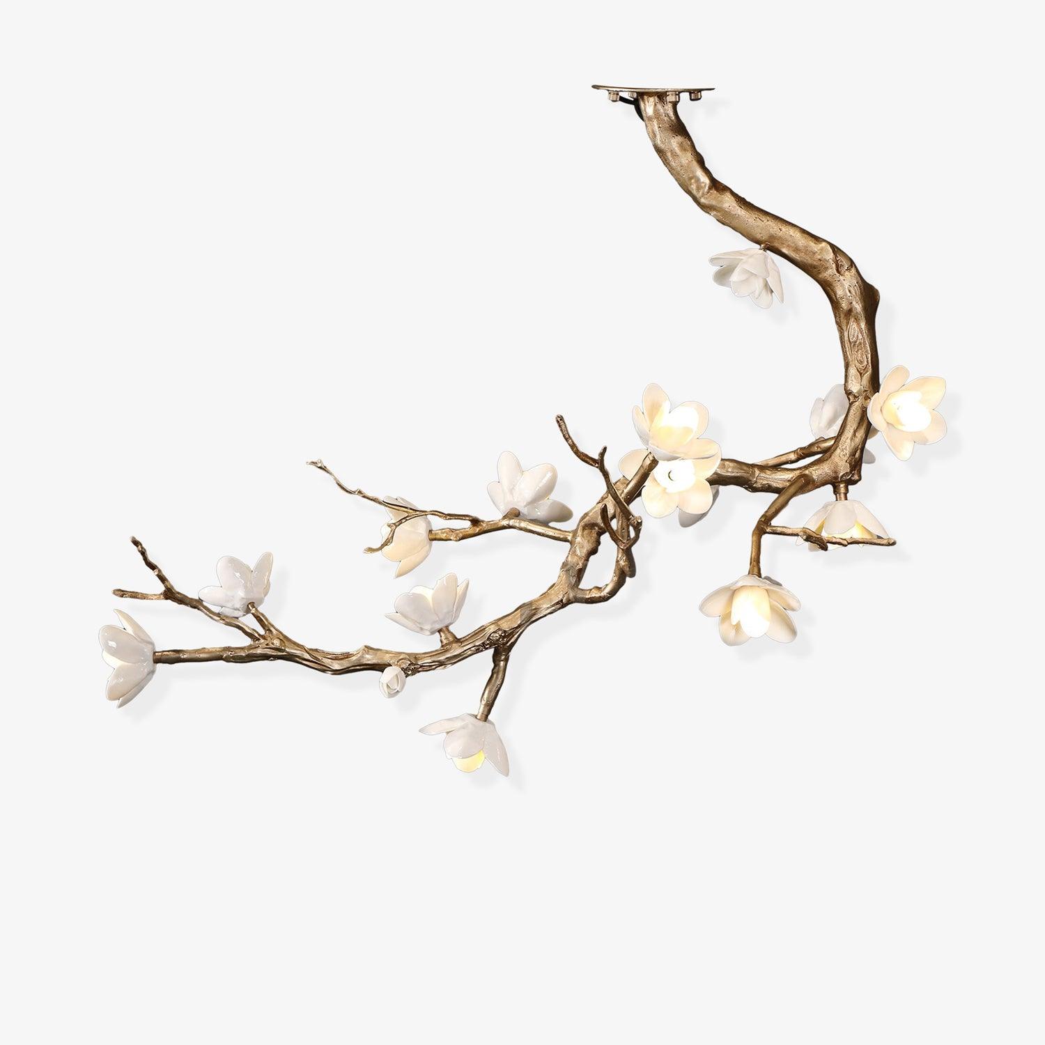 Lustra Chandelier Brass Flower Branch Natural-Neutral Decor