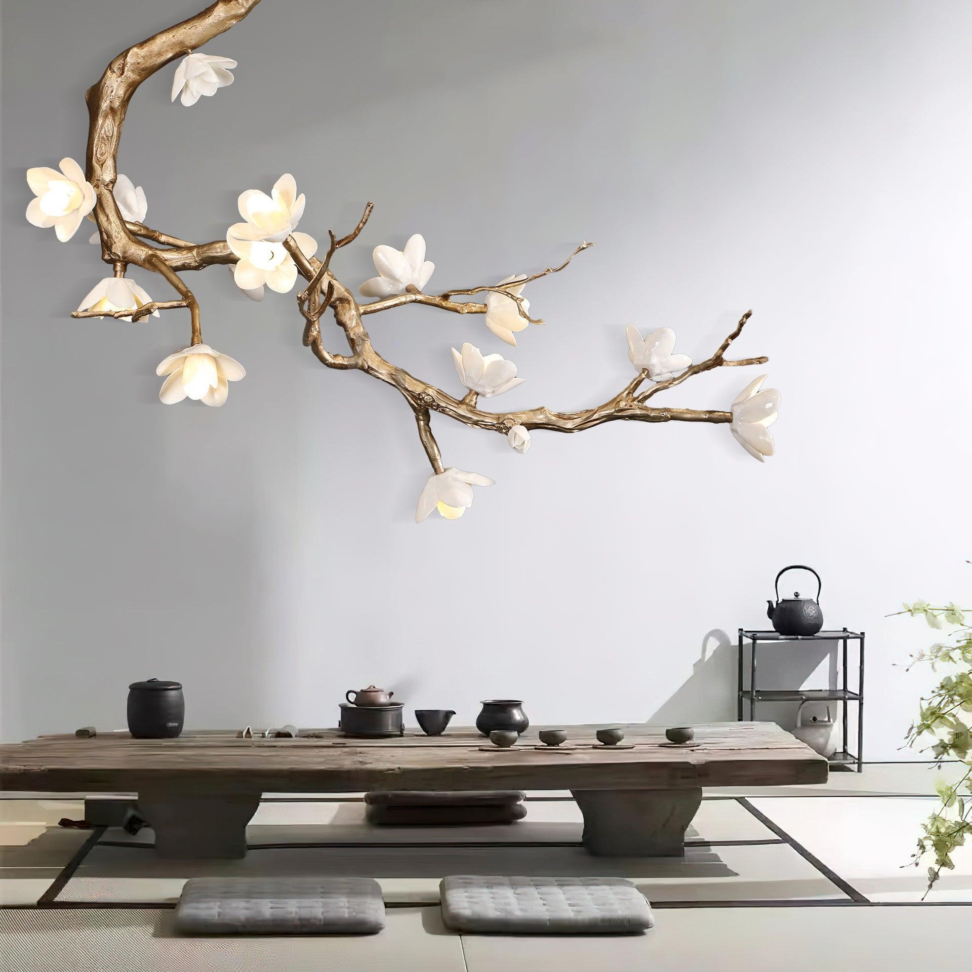Lustra Chandelier Brass Flower Branch Natural-Neutral Decor
