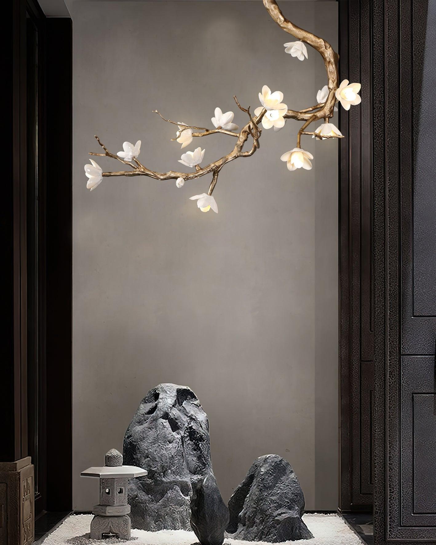 Lustra Chandelier Brass Flower Branch Natural-Neutral Decor