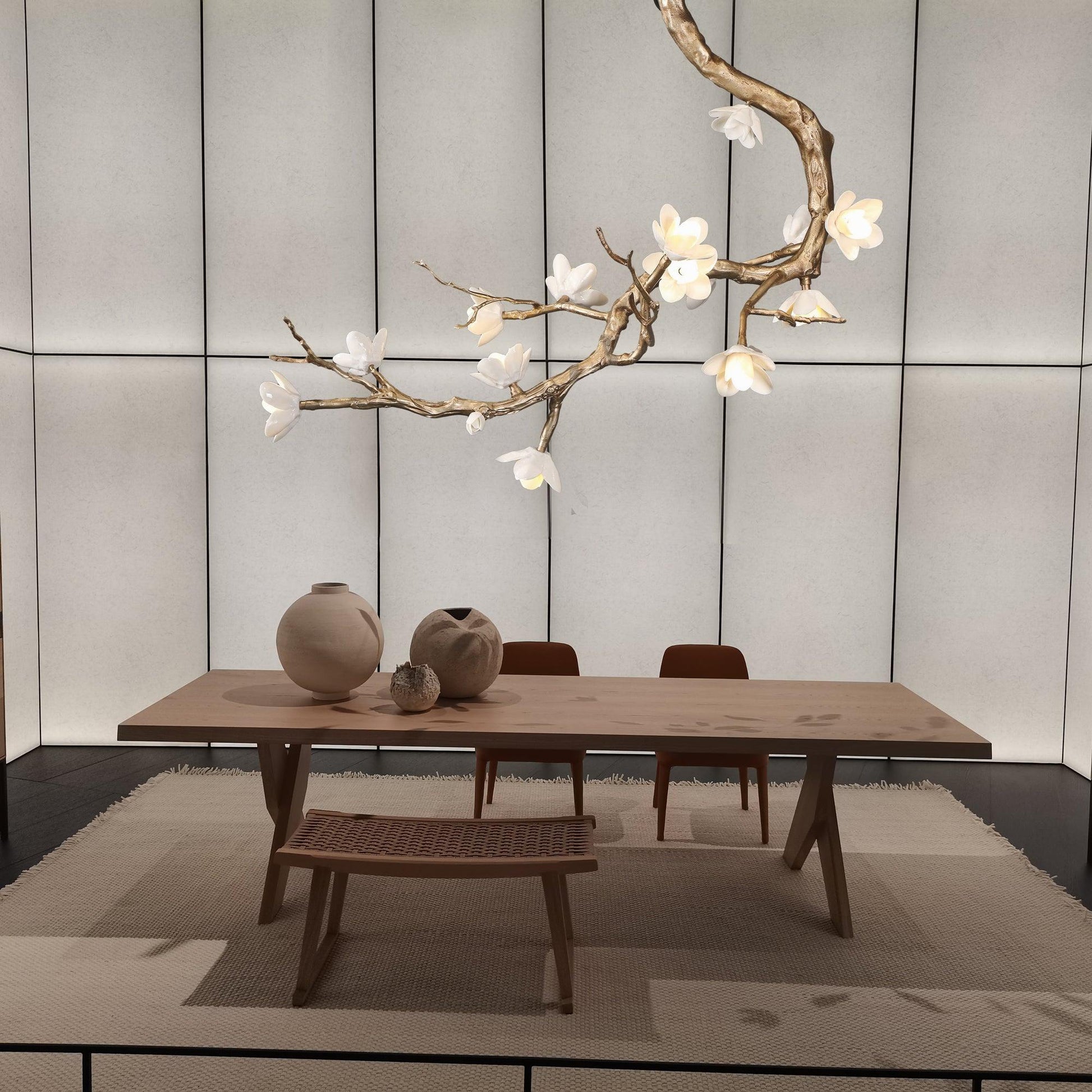 Lustra Chandelier Brass Flower Branch Natural-Neutral Decor